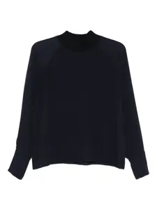 Топ в рубчик с высоким воротником Peserico, синий