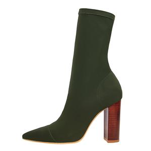 QITUMAUL Женские зеленые ботильоны на каблуке 9,5 см, цвет Green[Heel Height 9.5cm]