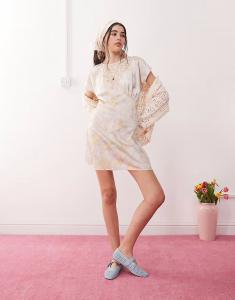 Восстановленное винтажное мини-платье для чаепития с кружевной вставкой с цветочным принтом Reclaimed Vintage