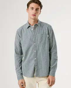 Мужская рубашка стандартного кроя с клетчатым рисунком Pepe Jeans, темно-синий