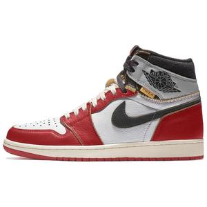 Кроссовки Air Jordan 1 Vintage Basketball Shoes Unisex High-top White/Red/Grey/Black, серый