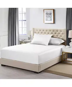 Простыня из перкаля сверхглубокая (22 дюйма) на резинке, размер queen Egyptian Linens, white