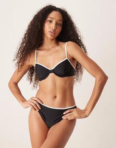 Комплект бикини-топ на косточках с контрастной отделкой, черный Abercrombie & Fitch