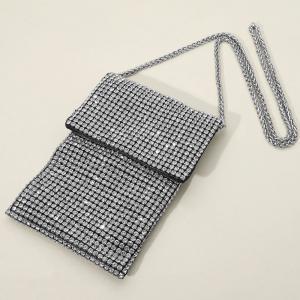 Стразированная сетчатая мини-сумка через плечо FASHNZFAB, черный