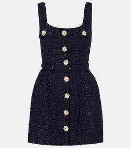 Мини-платье с поясом из букле Self-Portrait, Navy