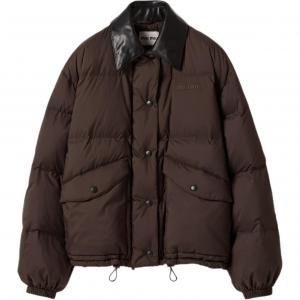 MIU MIU Кожаный воротник пуховик, Ebony