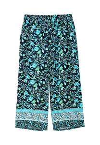 Брюки с цветочным принтом и присборенным поясом Sheego, синий
