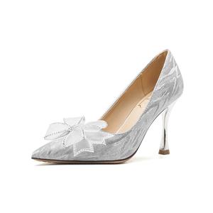 Туфли на тонком каблуке высотой 7 см для женщин Bamiti, Silver