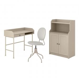 Комбинация стола и места для хранения вещей HAUGA/BJÖRKBERGET IKEA, бежевый
