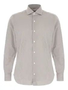 Рубашка в полоску Barba, коричневый