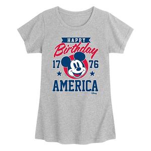 Футболка с принтом happy birthday america для девочек 7-16 лет Disney, Heather Gray