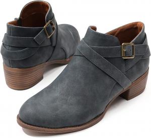 Женские веганские кожаные ботинки CrazycatZ, винтажные байкерские ботинки, Dark Grey