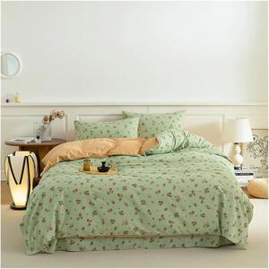 YUSIWOAL Комплект постельного белья хлопковый утепленный с зелеными ветками и листьями