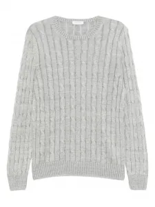 Свитер фактурной вязки с круглым вырезом Gran Sasso, серый
