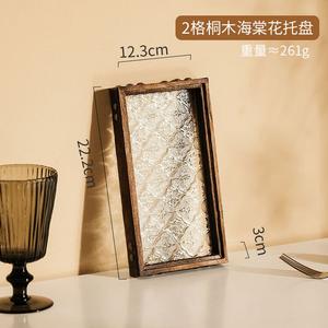 Modengzhufu деревянный поднос для завтрака, прямоугольный чайный поднос из стекла крабэпл, держатель для чашек, поднос для чайного набора - прямоугольный поднос 22,2 x 12,3 x 3 см