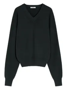 Свитер с V-образным вырезом LEMAIRE, черный