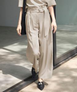 Широкие прямые брюки из сухого льна T/R