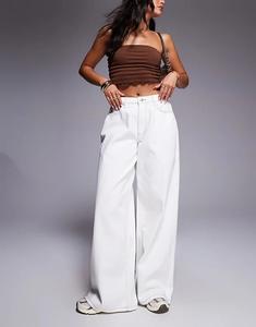 Джинсы Princess Polly Naylor со средней посадкой и контрастной строчкой, широкие, кремового цвета