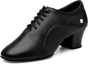 Женские бальные латинские туфли на каблуке 5 см, кожаные для сальсы, танго и современного танца. Тренировочные джазовые туфли с четырьмя вариантами подошвы на выбор Hiuzylqx, Split Rubber Sole