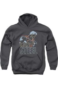 Детская толстовка с капюшоном Superman в цветных линиях Gildan, Charcoal