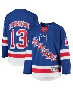 Синяя домашняя футболка игрока New York Rangers для подростков Alexis Lafreniere Premier Outerstuff