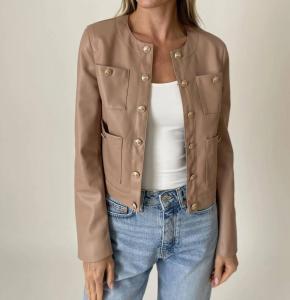 SIX/FIFTY Блейзер Blair из искусственной кожи, темно-бежевый