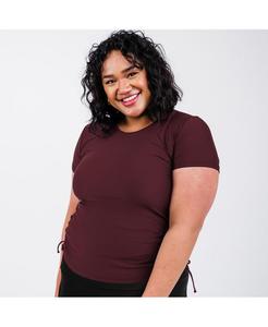 Купальный топ и плавки/бюстгальтер Adele больших размеров с короткими рукавами Calypsa, Wine