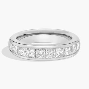 Кольцо с бриллиантом огранки «принцесса» в канальной оправе из белого золота 14 карат (1 1/2 карата, чистота - HI / SI1-SI2) Blue Nile