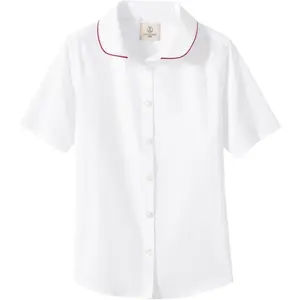 Школьная форма для девочек 4–16 лет, рубашка из тонкого сукна с воротником Питер Пэн Lands' End, цвет white rich red