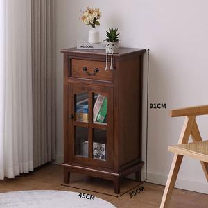 Yu Senyi Комод 117 см для гостиной и спальни из массива дерева в винтажном стиле, цвет walnut