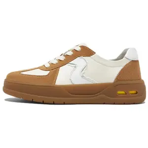 SKAP Кремовые муссиновые дышащие легкие низкие скейтерские туфли для женщин с эффектом увеличения роста коричневый/экрю, цвет Brown/Ecru