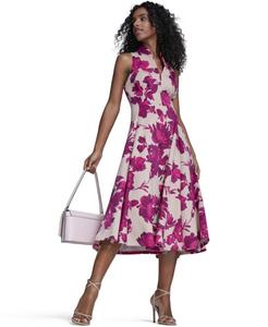 Женское миди-платье с V-образным вырезом и принтом Calvin Klein, Cashew Multi