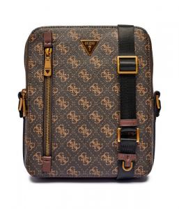 Сумка мужская Guess через плечо с монограммой логотипа, коричневый