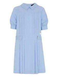 Платье в полоску с плиссировкой Emporio Armani Kids, синий