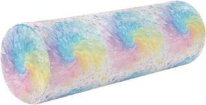 Caihoyu Декоративная круглая подушка для йоги и медитации, валик для шеи, поддержка поясницы, белый с тай-дай радужным фоном Color 5