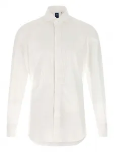 Рубашка Eduardo с длинными рукавами и складками спереди Finamore 1925 Napoli, белый