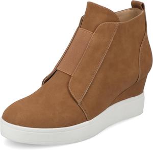 Journee Womens Laramie western cowgirl knee high boot stiletto heel stitching faux leather comfort system insole Journee Collection, Tan