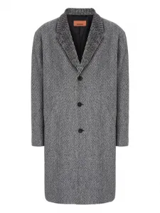 Пальто с узором «елочка» Missoni, серый