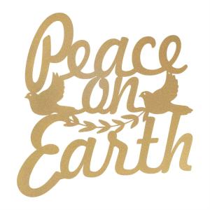 Табличка металлическая Melrose International Peace On Earth, 39 см, золотой