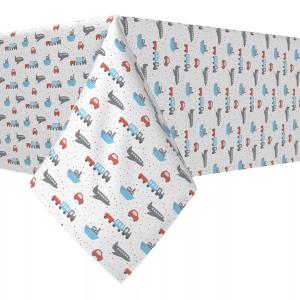 Квадратная скатерть, 100 % полиэстер, 60x60 дюймов, разноцветные поезда, самолеты, автомобили и лодки.