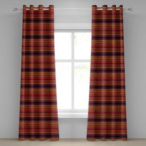 ABAKUHAUS Оранжевая занавеска с люверсами, абстрактный рисунок в этническом племенном стиле, декоративные 2-панельные оконные шторы, 280 см x 260 см, оранжево-красная слива, оранжевый