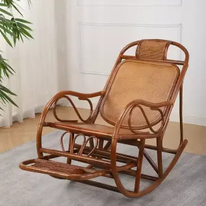 Yu Senyi Кресло из ротанга с подушкой сиденья, кофейный цветочный принт