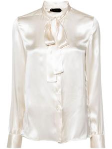 TOM FORD шелковая рубашка с бантом, нейтральный цвет