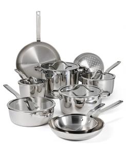 Набор посуды Tempo из нержавеющей стали с трехслойным дном, 14 предметов, со стеклянными крышками Tramontina, Silver