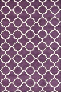 Ковер SAFAVIEH, 122 x 183 см, Chatham Collection, Purple & Ivory, ручной работы, узор Quatrefoil Trellis, шерсть, для прихожей, гостиной, спальни, зоны с высокой проходимостью (CHT717F)