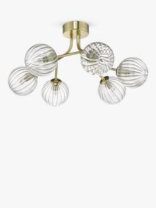 Yiska рифленый стеклянный потолочный светильник Semi Flush Där, Clear/Gold