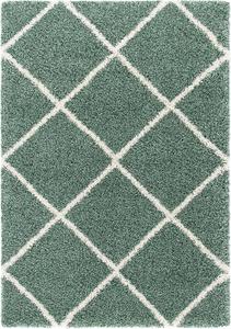 Ковер SAFAVIEH, 61 x 92 см, Hudson Shag Collection, Green & Ivory, современный дизайн Trellis, без линьки и простой в уходе, идеален для помещений с высокой проходимостью: прихожая, гостиная, спальня (SGH281Y)