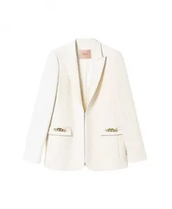 Элегантный пиджак с цепочками Twinset, бежевый