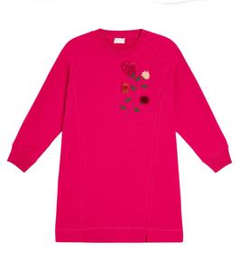 Платье из хлопкового флиса с цветочной аппликацией Il Gufo, красный