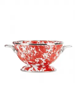 Дуршлаг Swirl Enamelware Collection объемом 0,9 л (около 3,8 л) Golden Rabbit, красный